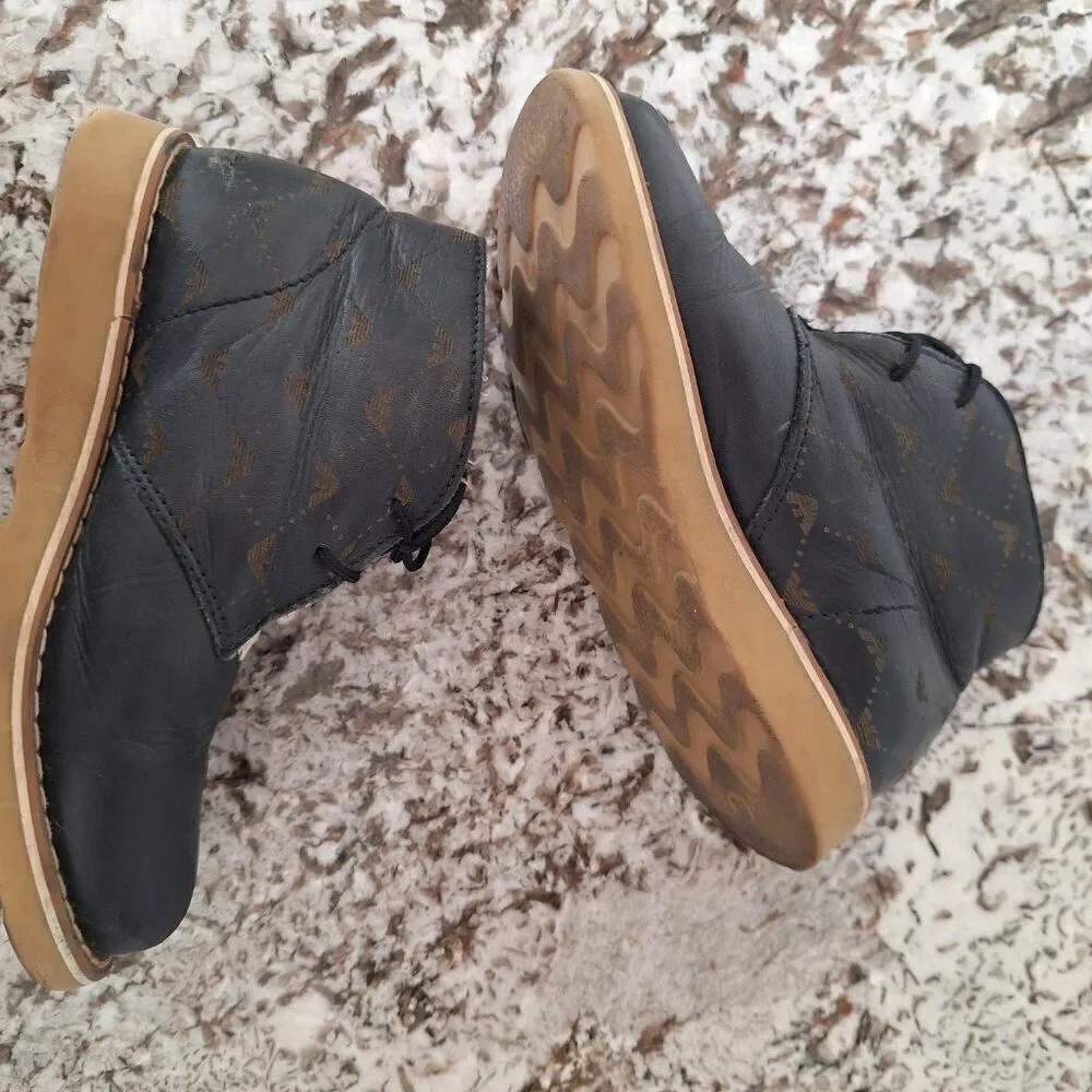 Armani Junior‎ Winter Blue Leather Boots for Kids size 13